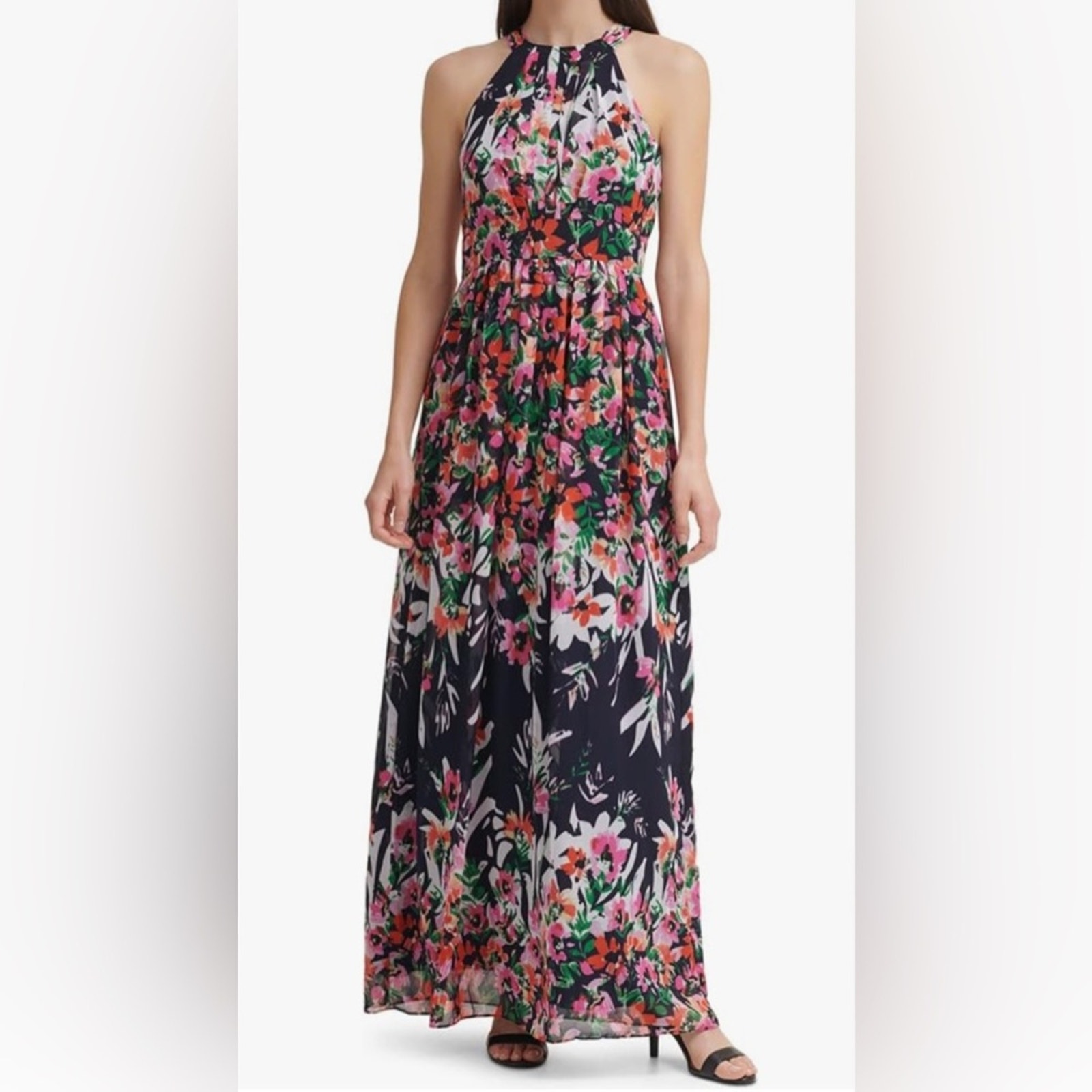 Eliza J Women’s Printed Floral Halter Maxi Dress In Size 6 Nwot